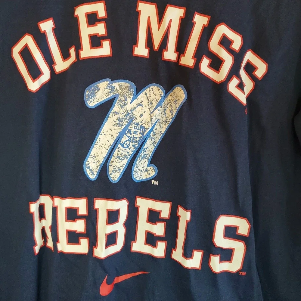 Mens Nike‎ Navy OLE MISS REBEL REALTREE Long Sleeve Performance Tee Small